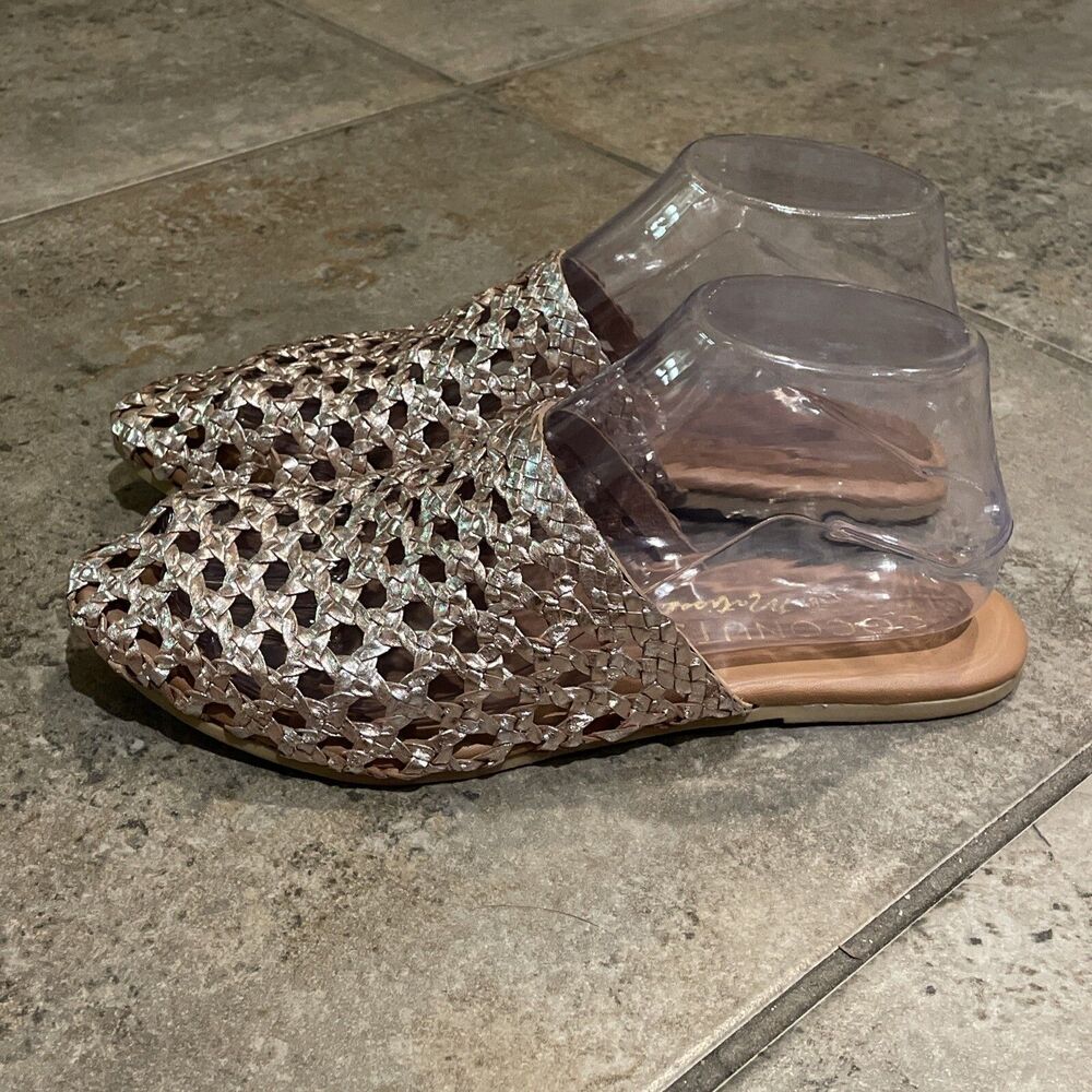 Coconuts By Matisse Island Gold Woven Leather Every Sandal Mule Shoe Womens 6M - Picture 4 of 12